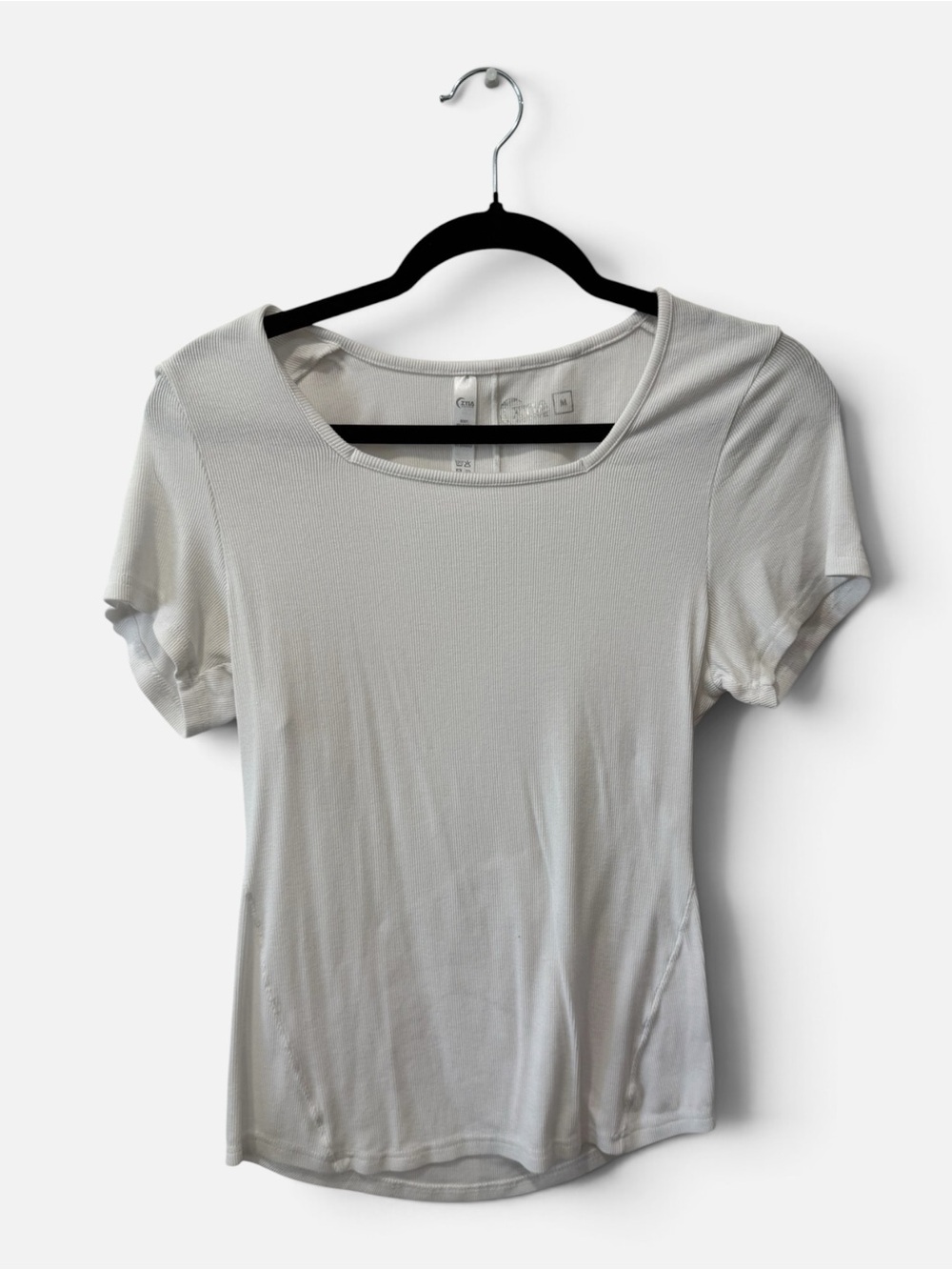 ZYIA White Square Scoop Neck Short Sleeve Top
